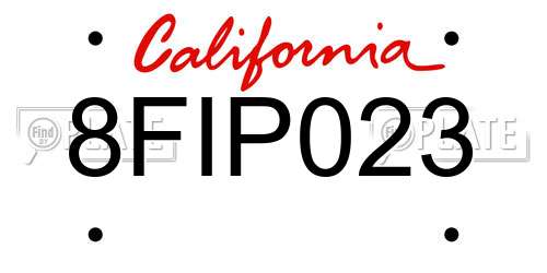 8FIP023 California License Plate