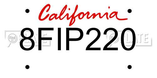 8FIP220 California License Plate