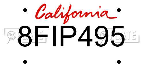 8FIP495 California License Plate