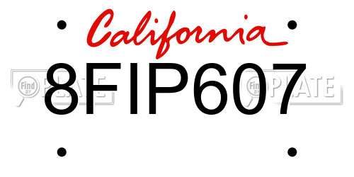 8FIP607 California License Plate