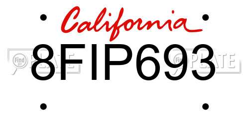 8FIP693 California License Plate