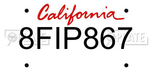 8FIP867 California License Plate