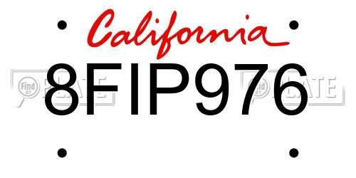 8FIP976 California License Plate