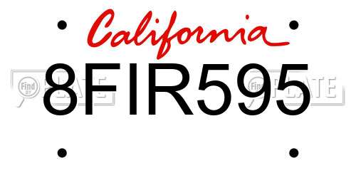 8FIR595 California License Plate