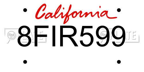 8FIR599 California License Plate