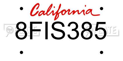 8FIS385 California License Plate