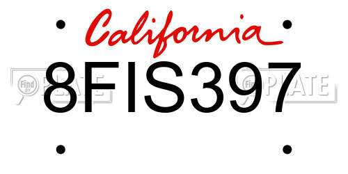 8FIS397 California License Plate