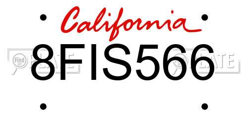 8FIS566 California License Plate