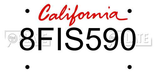 8FIS590 California License Plate