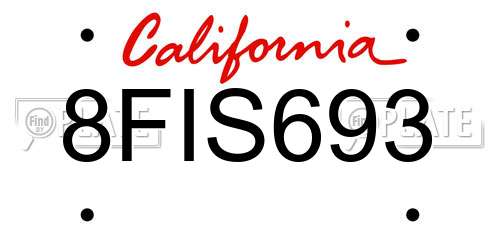 8FIS693 California License Plate