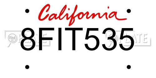 8FIT535 California License Plate