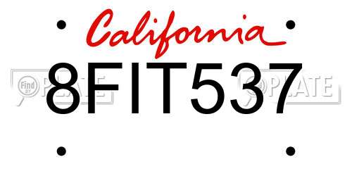 8FIT537 California License Plate