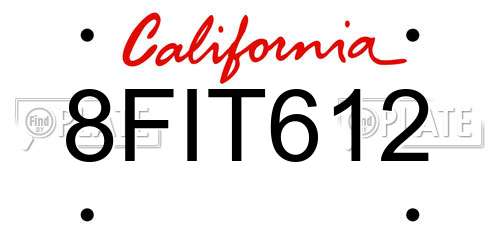 8FIT612 California License Plate