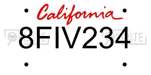 8FIV234 California License Plate