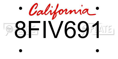 8FIV691 California License Plate