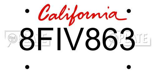 8FIV863 California License Plate