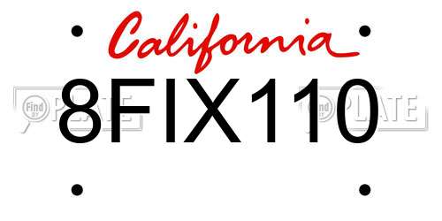 8FIX110 California License Plate