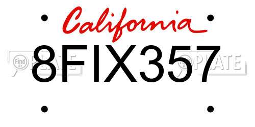8FIX357 California License Plate