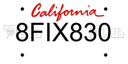 8FIX830 California License Plate
