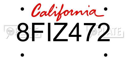 8FIZ472 California License Plate