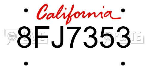 8FJ7353 California License Plate