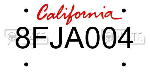 8FJA004 California License Plate