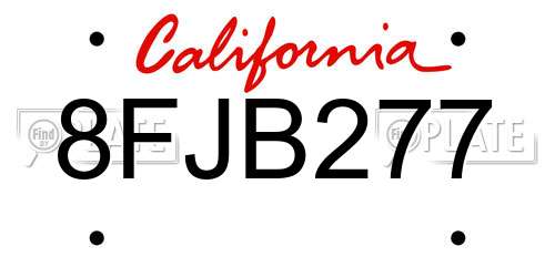 8FJB277 California License Plate
