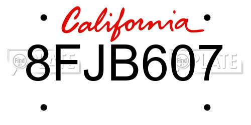 8FJB607 California License Plate