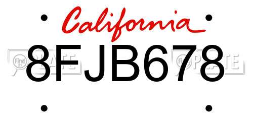8FJB678 California License Plate