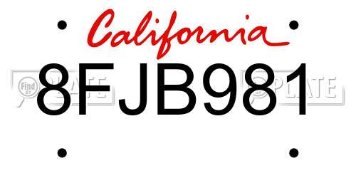 8FJB981 California License Plate