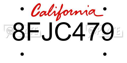 8FJC479 California License Plate