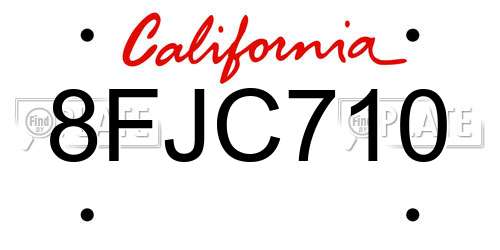 8FJC710 California License Plate