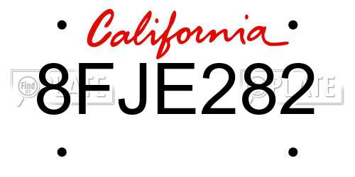 8FJE282 California License Plate