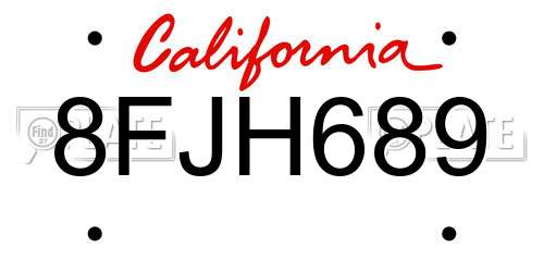 8FJH689 California License Plate
