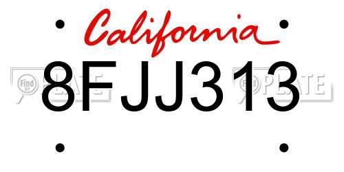 8FJJ313 California License Plate