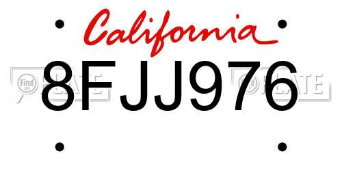 8FJJ976 California License Plate