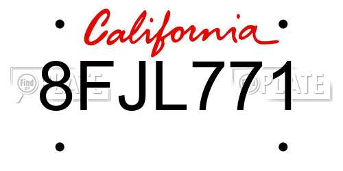 8FJL771 California License Plate