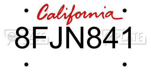 8FJN841 California License Plate
