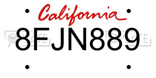 8FJN889 California License Plate