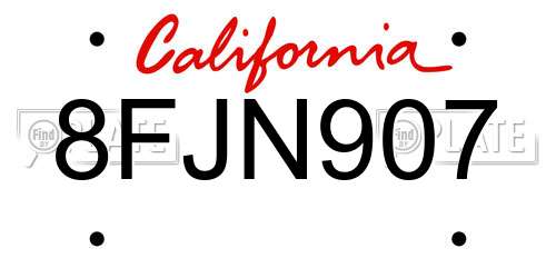 8FJN907 California License Plate