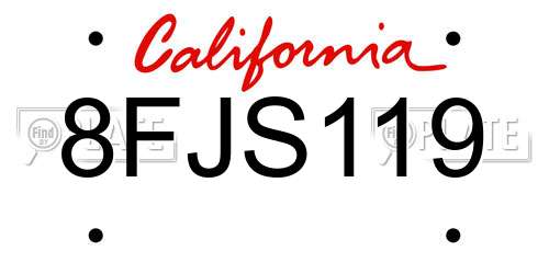 8FJS119 California License Plate
