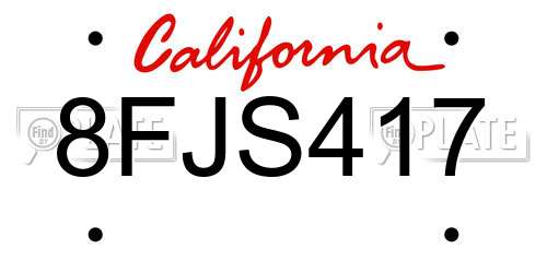 8FJS417 California License Plate