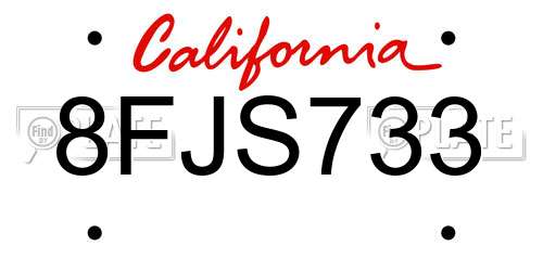 8FJS733 California License Plate