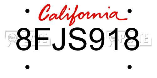 8FJS918 California License Plate