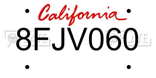 8FJV060 California License Plate