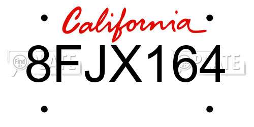 8FJX164 California License Plate