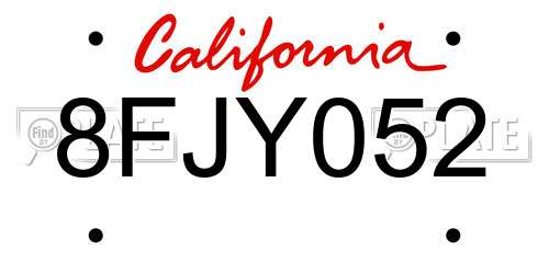 8FJY052 California License Plate