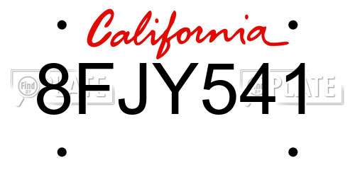 8FJY541 California License Plate