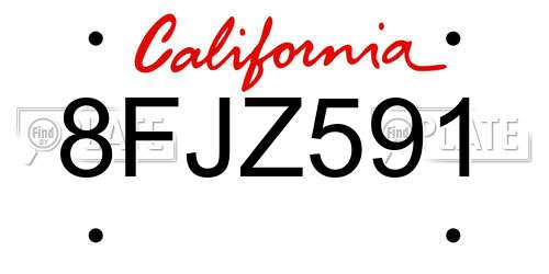 8FJZ591 California License Plate