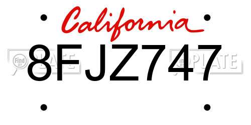 8FJZ747 California License Plate